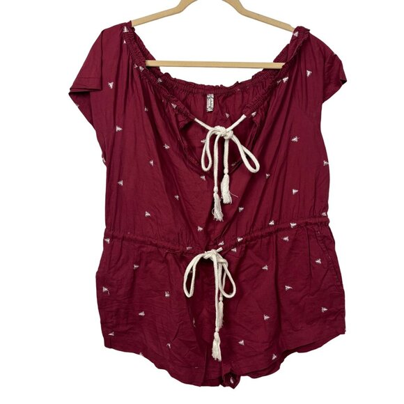 Intimately Free People Burgundy Short Sleeve Romper Boho Beachy Oversized Slouch - Picture 1 of 6